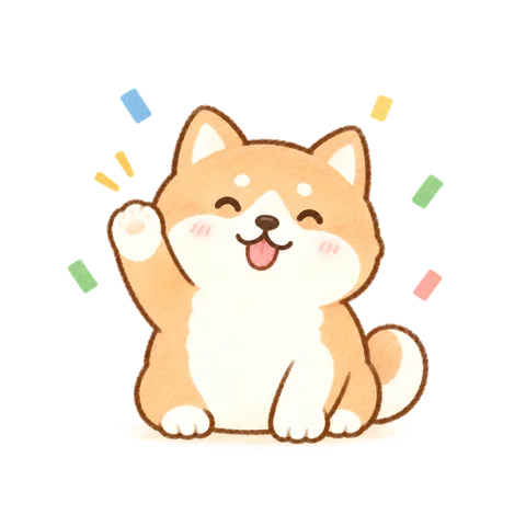手を振る柴犬のハチ